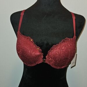 Elegant Lace Underwire Bra - Red